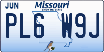MO license plate PL6W9J