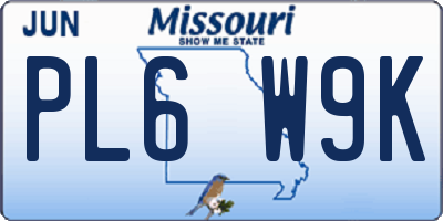 MO license plate PL6W9K