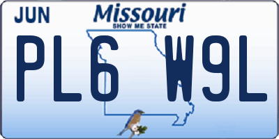 MO license plate PL6W9L