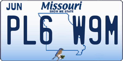 MO license plate PL6W9M