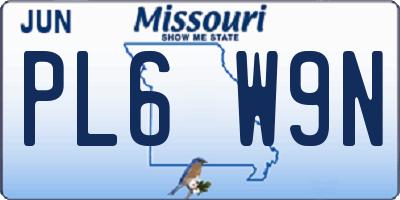 MO license plate PL6W9N