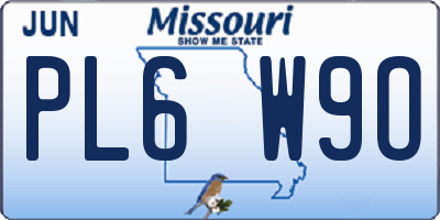 MO license plate PL6W9O