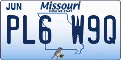 MO license plate PL6W9Q