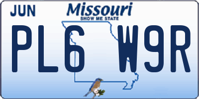 MO license plate PL6W9R