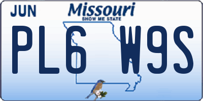 MO license plate PL6W9S