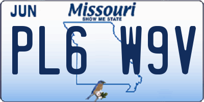 MO license plate PL6W9V