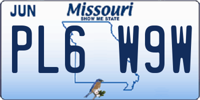 MO license plate PL6W9W