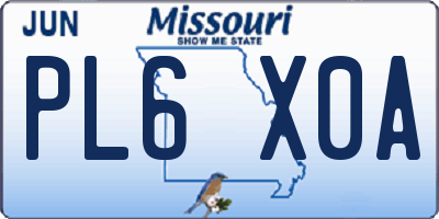 MO license plate PL6X0A