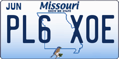 MO license plate PL6X0E