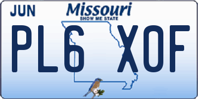MO license plate PL6X0F