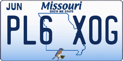 MO license plate PL6X0G