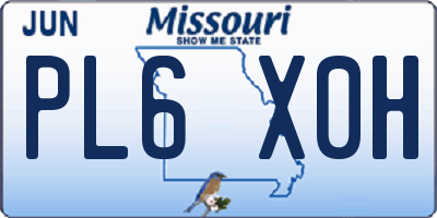 MO license plate PL6X0H