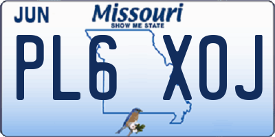 MO license plate PL6X0J