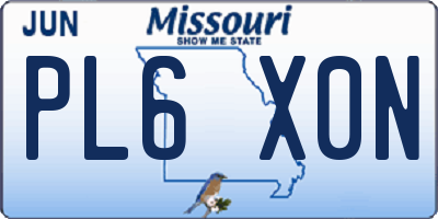 MO license plate PL6X0N