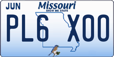 MO license plate PL6X0O