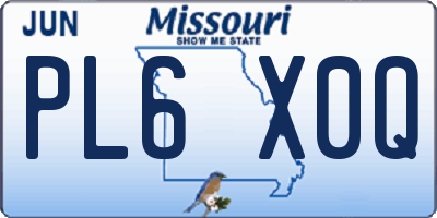 MO license plate PL6X0Q