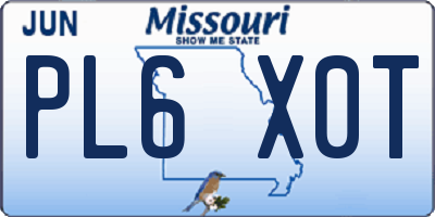 MO license plate PL6X0T