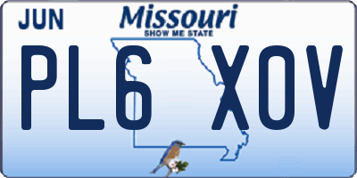MO license plate PL6X0V