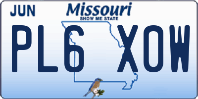 MO license plate PL6X0W