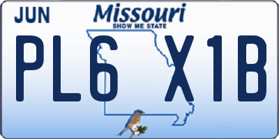 MO license plate PL6X1B
