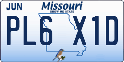 MO license plate PL6X1D