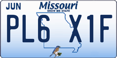 MO license plate PL6X1F