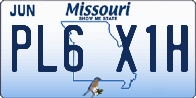 MO license plate PL6X1H