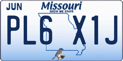MO license plate PL6X1J