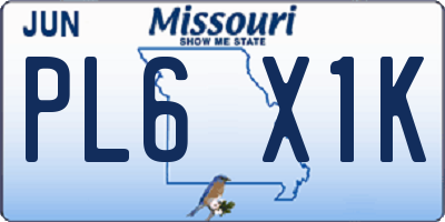 MO license plate PL6X1K