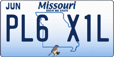 MO license plate PL6X1L