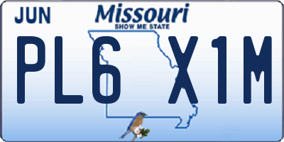 MO license plate PL6X1M