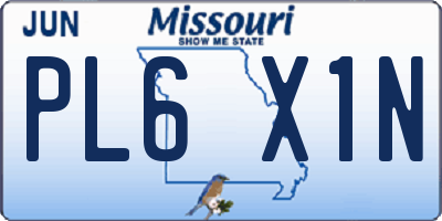 MO license plate PL6X1N