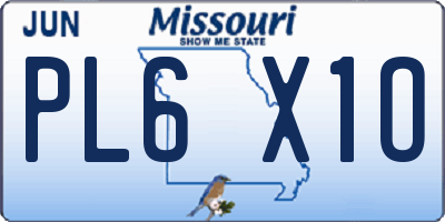 MO license plate PL6X1O