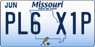 MO license plate PL6X1P