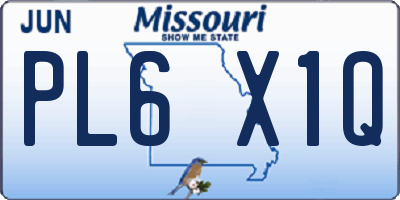 MO license plate PL6X1Q