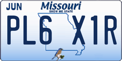 MO license plate PL6X1R