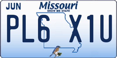 MO license plate PL6X1U