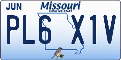 MO license plate PL6X1V
