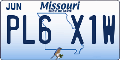 MO license plate PL6X1W