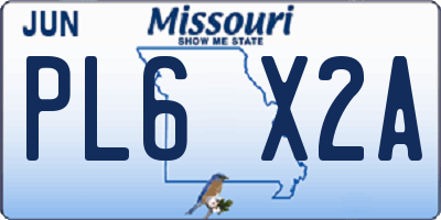 MO license plate PL6X2A