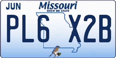 MO license plate PL6X2B