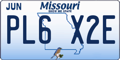 MO license plate PL6X2E