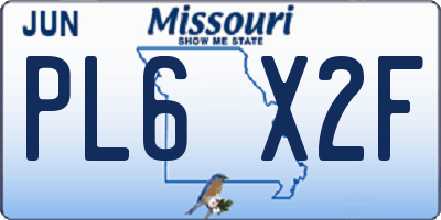 MO license plate PL6X2F