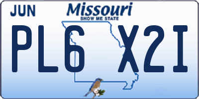 MO license plate PL6X2I