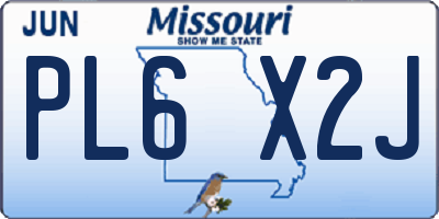 MO license plate PL6X2J