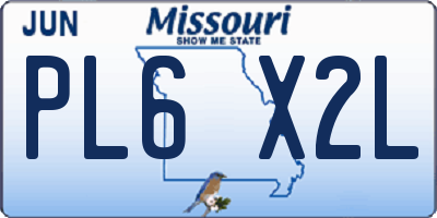 MO license plate PL6X2L
