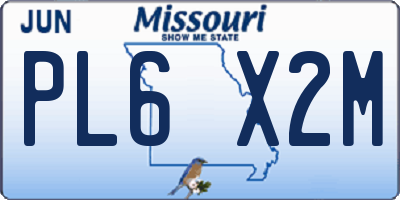 MO license plate PL6X2M