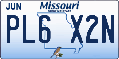 MO license plate PL6X2N