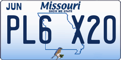MO license plate PL6X2O