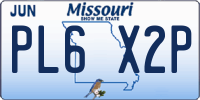 MO license plate PL6X2P
